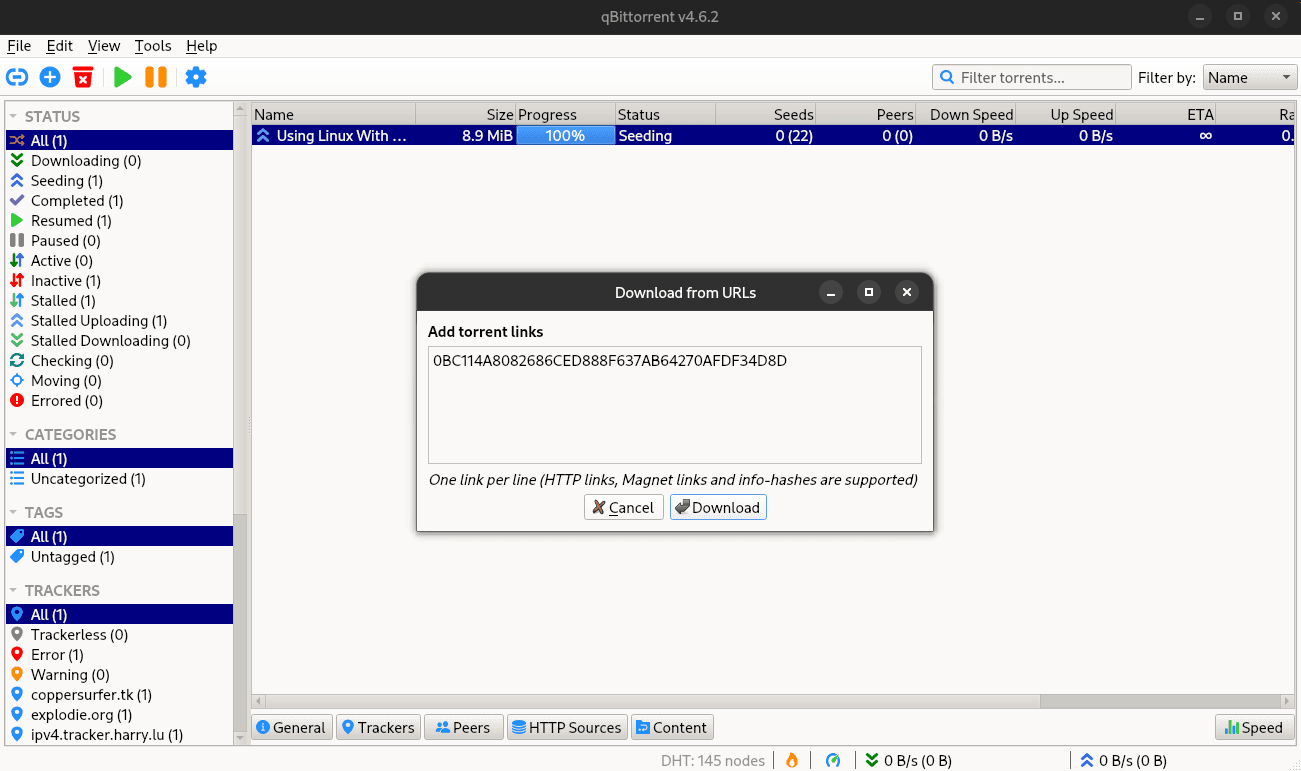 qBittorent add link to download