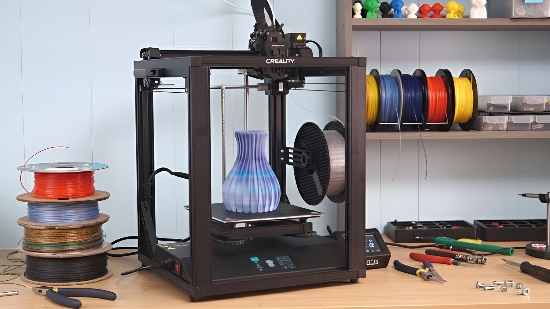 Ender 5 Pro with filaments on the back