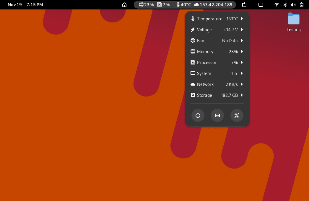 Screenshot of Vitals in action