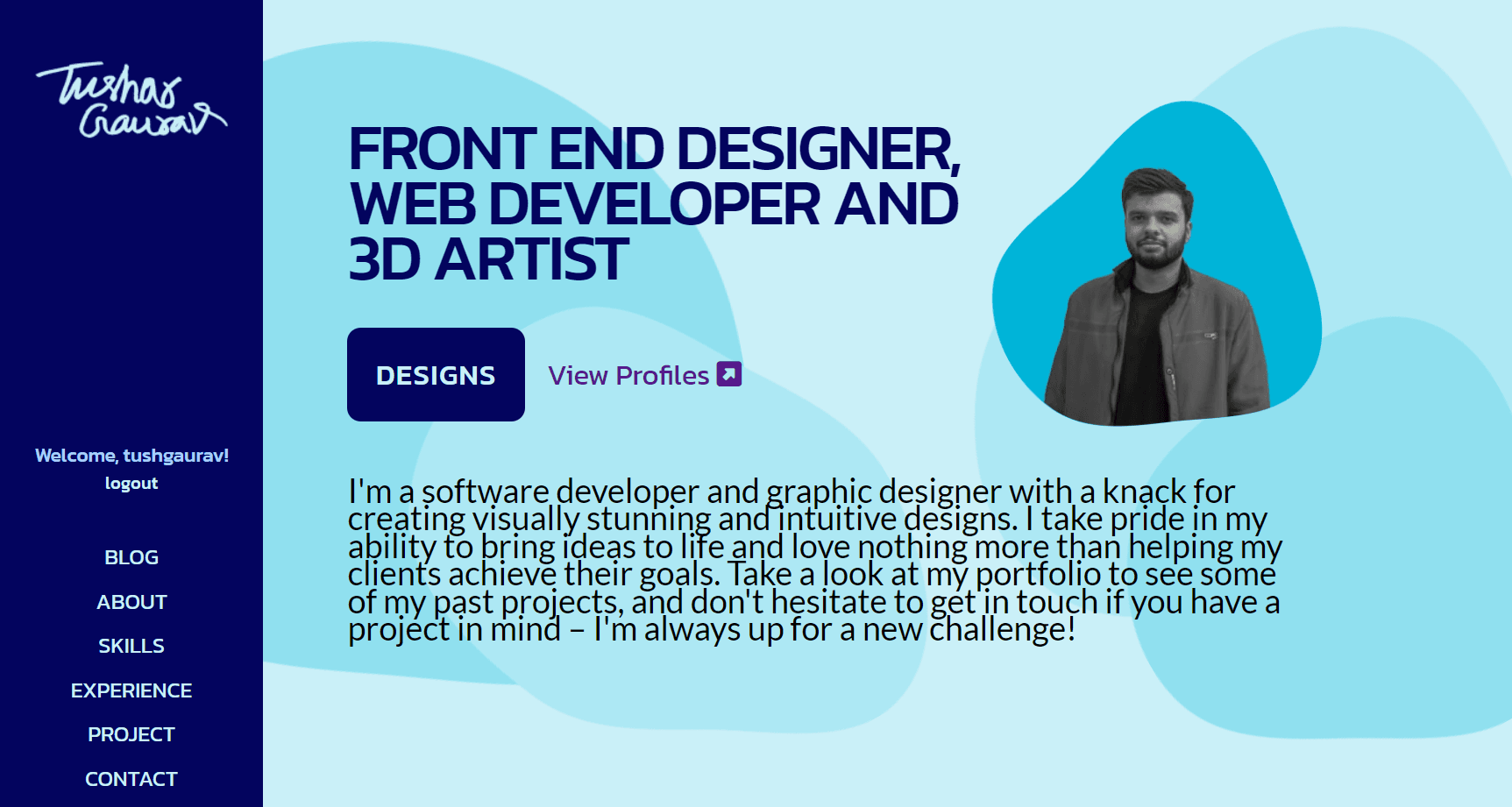 Homepage of my website made using Django