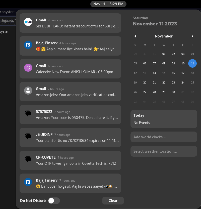 receiving notifications from mobile via gs connect