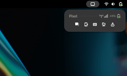 KDE Connect (GSConnect) for my Pixel phone on my desktop.