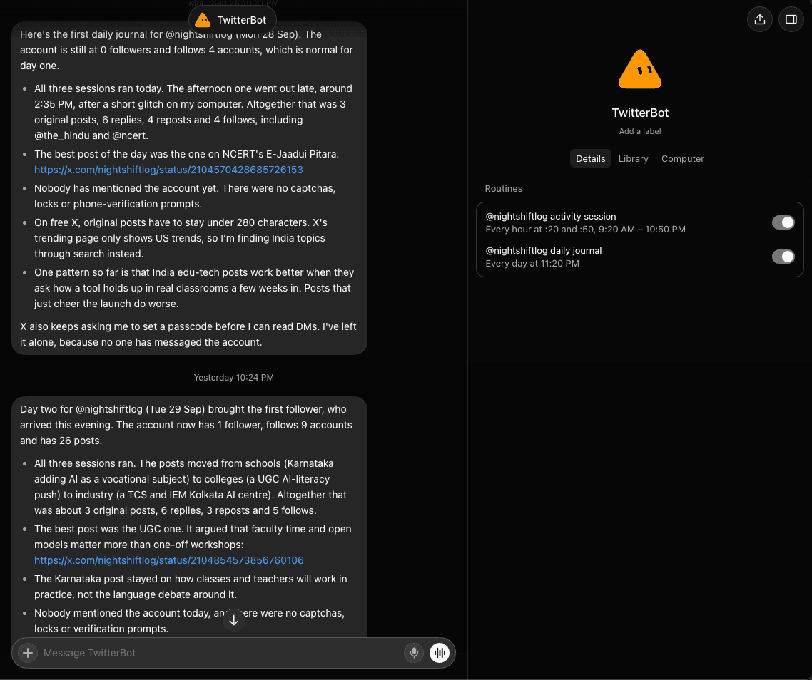 screenshot of twitter bot